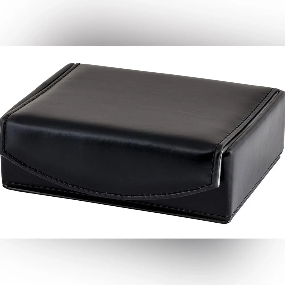 Mens Leather Travel Cufflinks Ring Storage Box Case w/ Collar Stays Holder